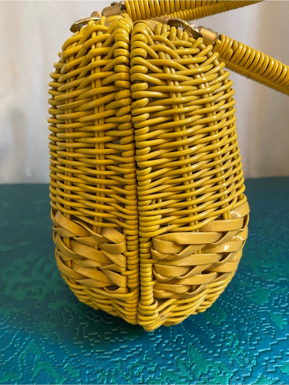 Handwoven Yellow Mini Top-Handle Bag - Picture 3 of 8
